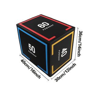 Online Fitness Depot multifunction jump training box for exercise and gym workouts, shown in a sturdy, compact design.