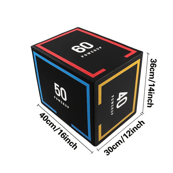 Online Fitness Depot multifunction jump training box for exercise and gym workouts, shown in a sturdy, compact design.