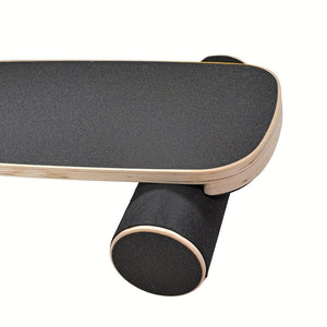 Wooden surf balance board for core training by Online Fitness Depot, designed for exercise and gym fitness routines.