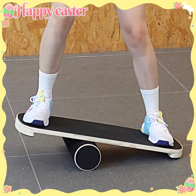 Wooden surf balance board for core training by Online Fitness Depot, designed for fitness exercises and stability training.