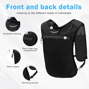 Reflective Running Vest - Running Vest - Running Vest with reflective - With 500ml Flask - Running Vest - running vest drink holder-running vest - Drinking Vest - Ultralight and durable vest - Adjustable - for Cycling, Walking - black