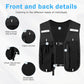 Black reflective running vest with adjustable straps, 500ml flask holder, lightweight durable design for women’s cycling and walking.