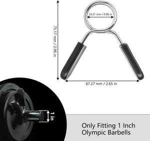 Spring Clip Collars 1 Inch Olympic Barbell Clamps Dumbbell Clips Weight Bar Clips for Weightlifting, Powerlifting, Strength Training