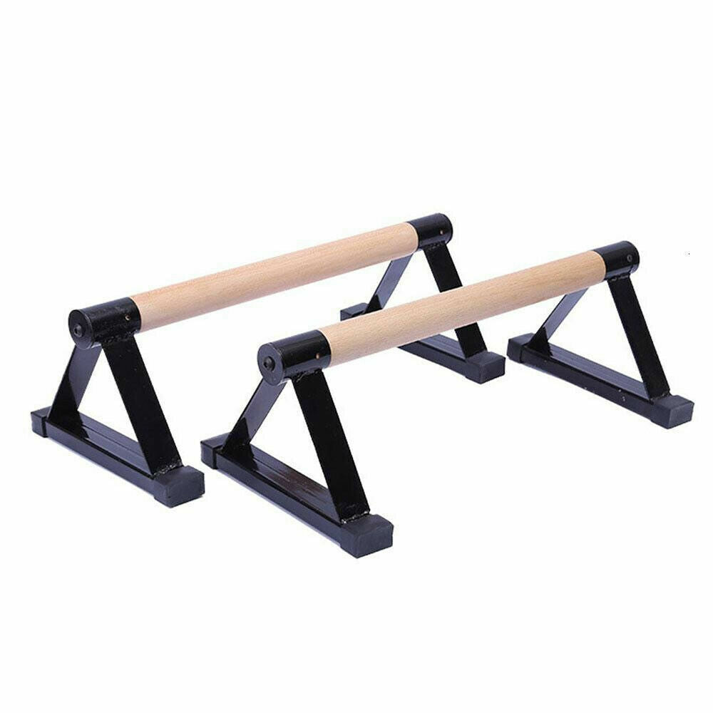 Pair of online fitness depot parallettes for push-ups and exercises, featuring double rod stands for gym and fitness training.
