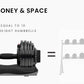 Adjustable 32.5kg ATIVAFIT dumbbell for home gym fitness training, featuring weight plates and ergonomic grip.