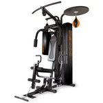 Online Fitness Depot PROFLEX multi station home gym with weight bench, press, and boxing equipment for versatile strength training.