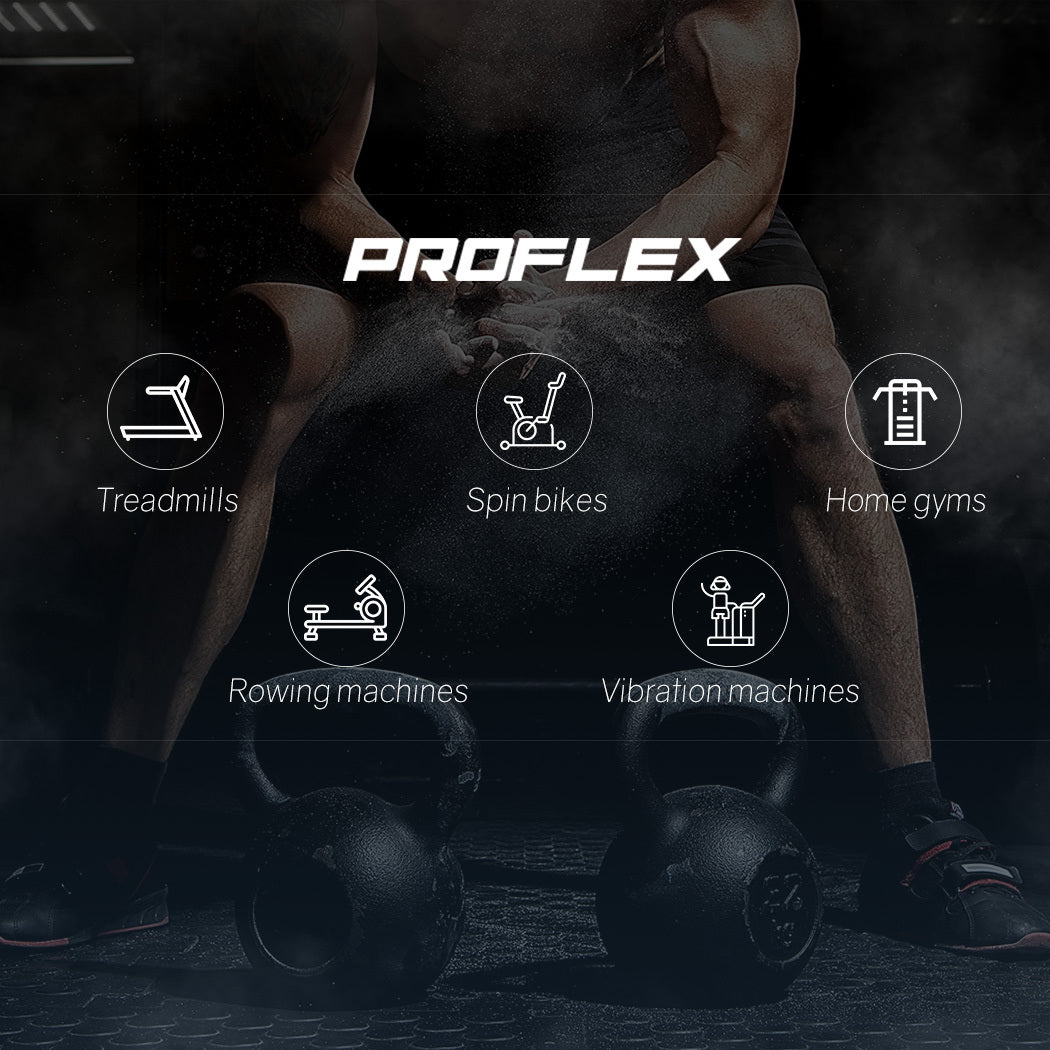 PROFLEX Multi-Station Home Gym Set with 98lbs weight plates, featuring workout stations and weightlifting equipment from Online Fitness Depot.