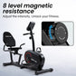 PROFLEX Magnetic Recumbent Exercise Bike, LCD Display, Heart Rate Sensors, Adjustable Seat, 8-Level Resistance, Comfortable Seated Home Cardio Fitness Machine