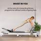 Aluminium Pilates Reformer Machine by Online Fitness Depot with stretch bed, box, and jump board accessories for yoga and fitness.