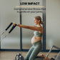Aluminium Pilates Reformer machine with stretch bed, jump board, and box accessories for yoga and fitness exercises.