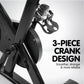 Black Powertrain Home Gym Flywheel Spin Bike with adjustable seat and handlebars for indoor cardio workouts