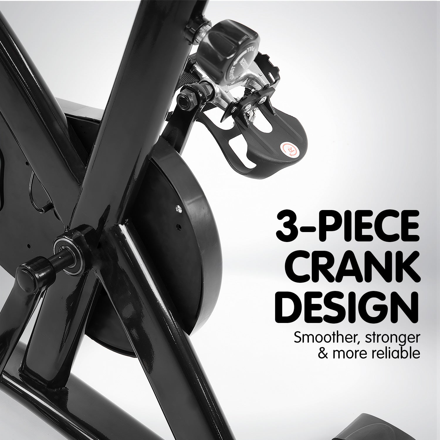 Black Powertrain Home Gym Flywheel Spin Bike with adjustable seat and handlebars for indoor cardio workouts
