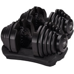Online Fitness Depot Powertrain 2x40kg adjustable dumbbells for home gym, versatile free weights for strength training.