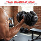 Powertrain 2 x 40kg adjustable dumbbells from Online Fitness Depot for home gym exercises, featuring durable weight plates and ergonomic handles.