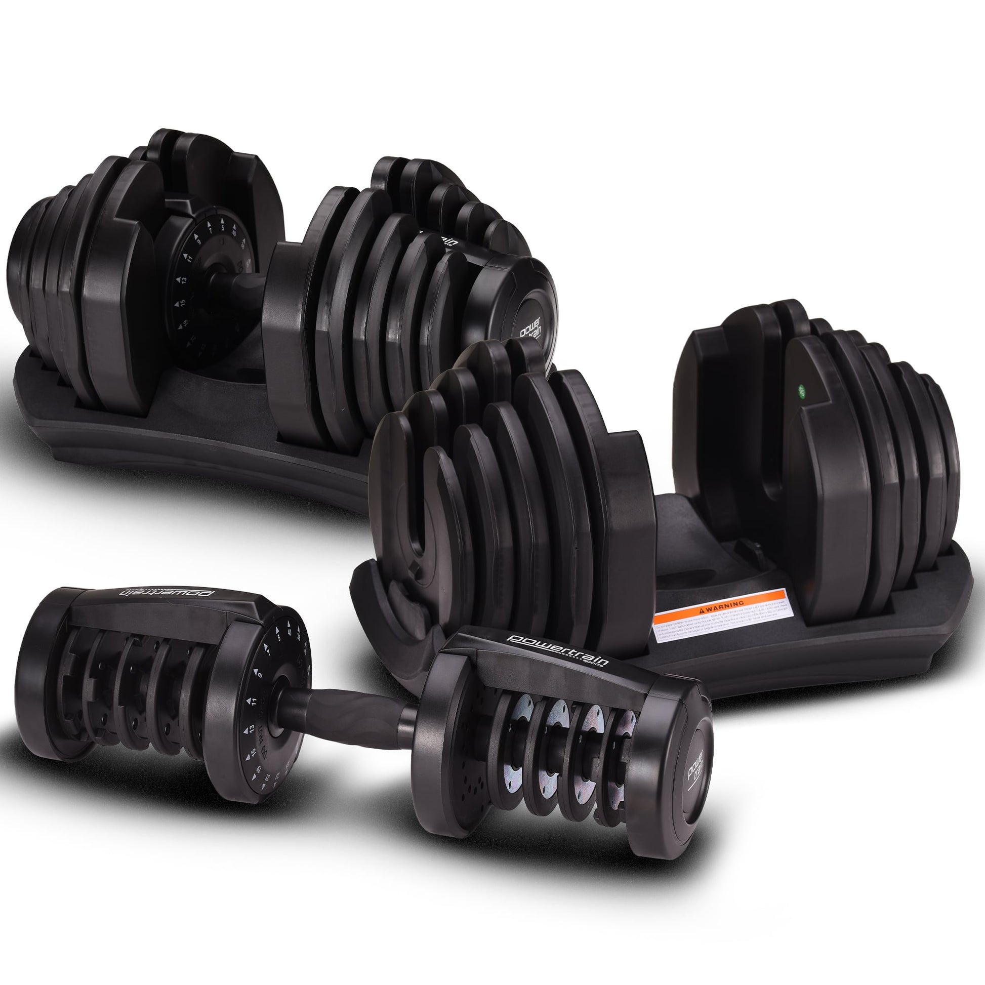 Pair of Powertrain 2 x 40kg adjustable dumbbells from Online Fitness Depot for home gym and strength training exercises.
