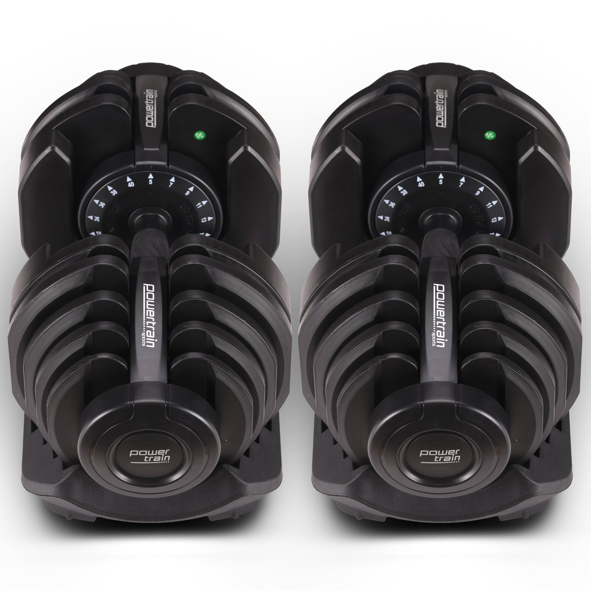 Powertrain 2 x 40kg adjustable dumbbells from Online Fitness Depot, gym set for home fitness and strength training.