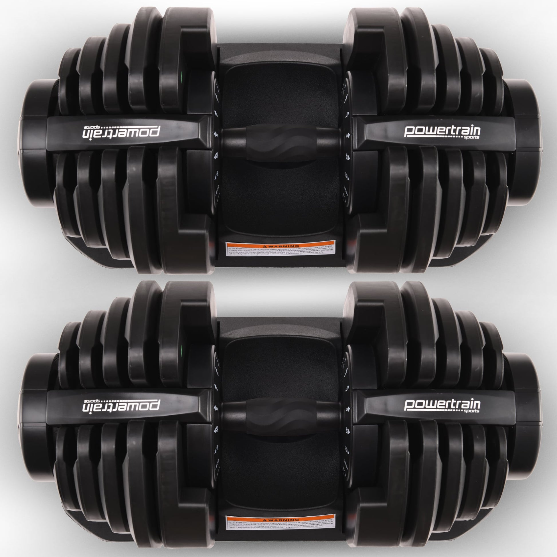 Powertrain 2x 40kg adjustable dumbbells from Online Fitness Depot, ideal for home gym strength training and free weight exercises.