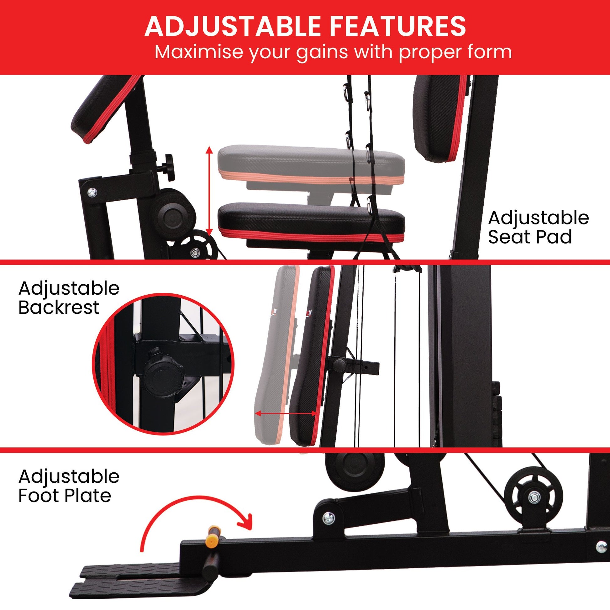 Powertrain Jx-89 multi-station home gym with 68kg weight cable system, including pulleys and adjustable workout stations.