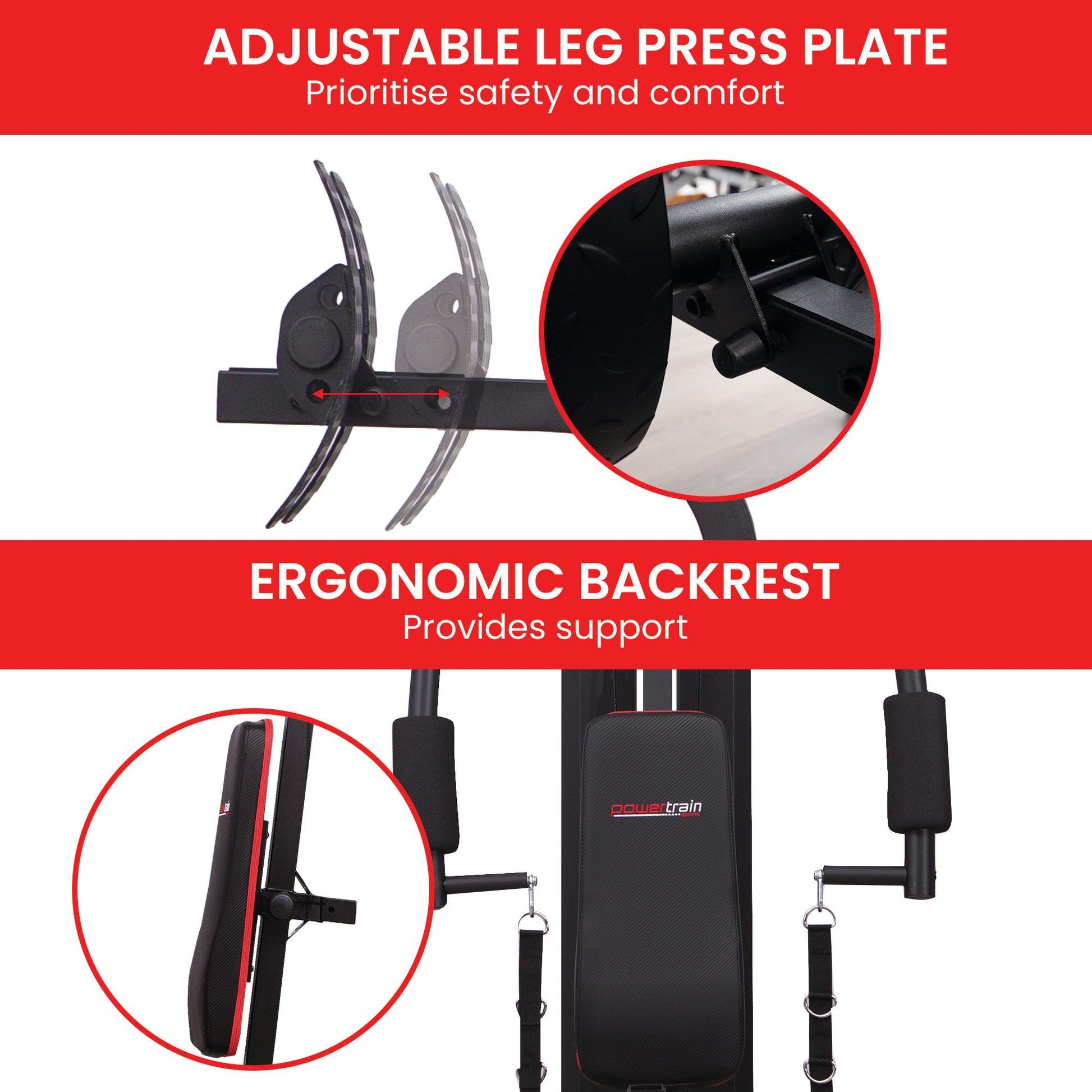 Powertrain JX-89 multi-station home gym with 68kg weight stack and cable machine for strength training and fitness workouts.