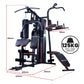 Powertrain Multi Station Home Gym with 150lbs weights and punching bag for boxing and fitness exercises, online fitness depot brand.