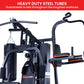 Powertrain Multi Station Home Gym with 150lbs weights and punching bag for boxing and fitness exercises.