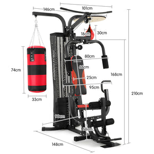Powertrain Home Gym Multi Station with boxing punching bag and speed ball for boxing and fitness training at Online Fitness Depot