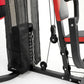 Powertrain home gym multi station with boxing punching bag and speed ball for boxing and fitness workouts.