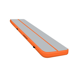 Orange Powertrain Airtrack inflatable gymnastics tumbling mat, 3m x 1m with 20cm thickness for exercise and gym training.