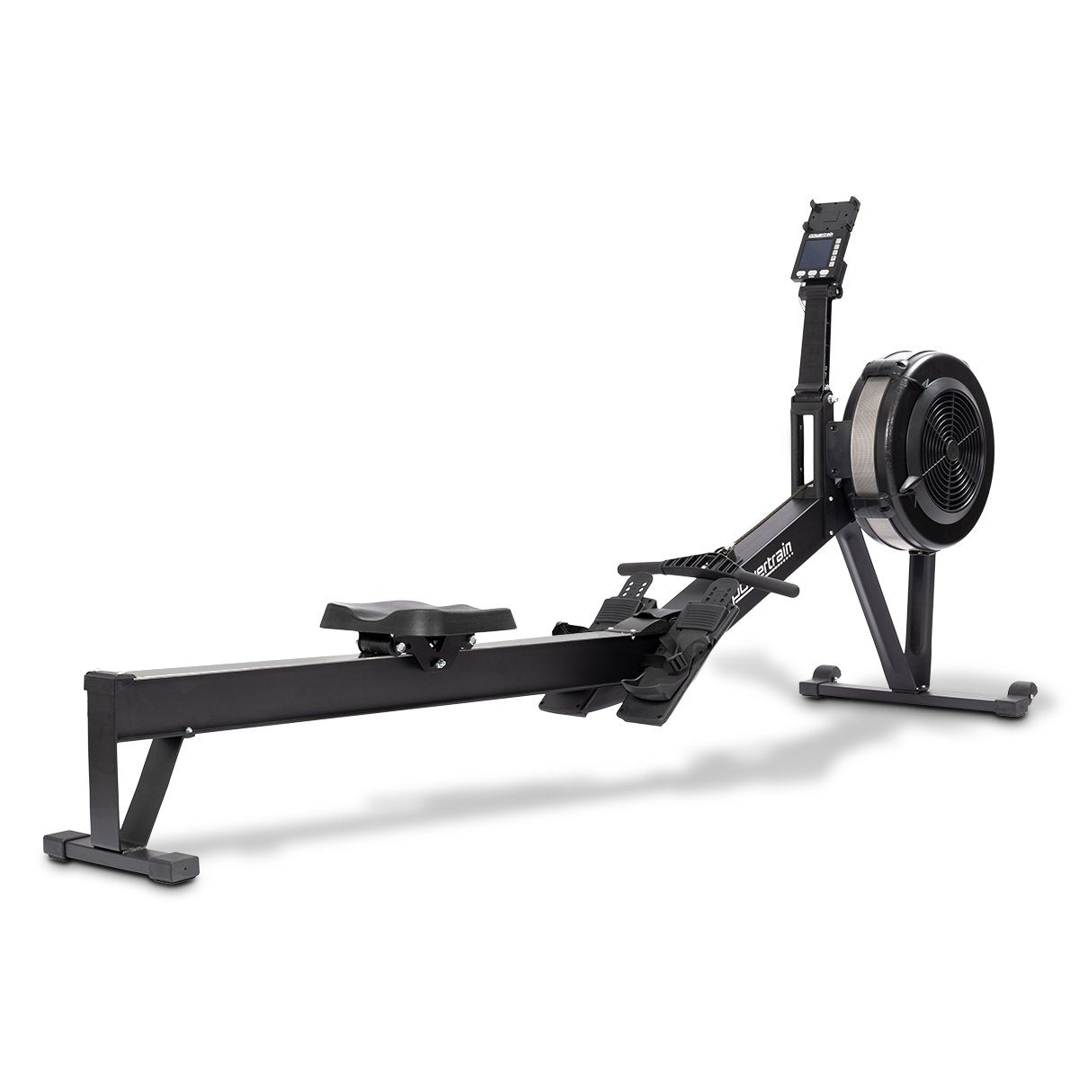 Online Fitness Depot Powertrain Air Rowing Machine for home gym cardio workout, featuring adjustable resistance and digital display.