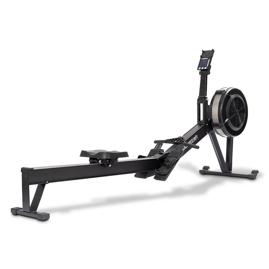 Online Fitness Depot Powertrain Air Rowing Machine for home gym cardio workout, featuring adjustable resistance and digital display.