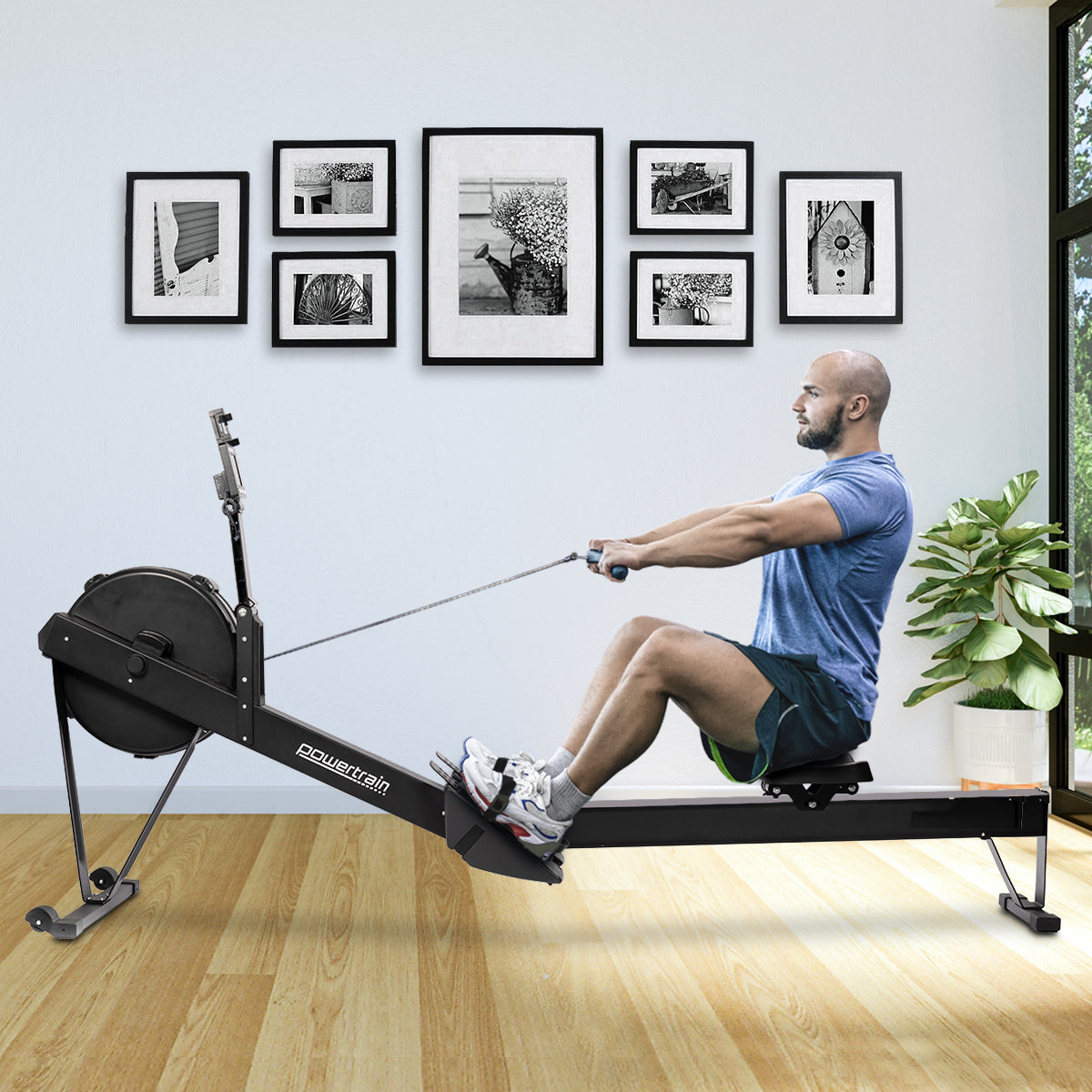 Online Fitness Depot Powertrain Air Rowing Machine with adjustable resistance for home gym cardio workouts