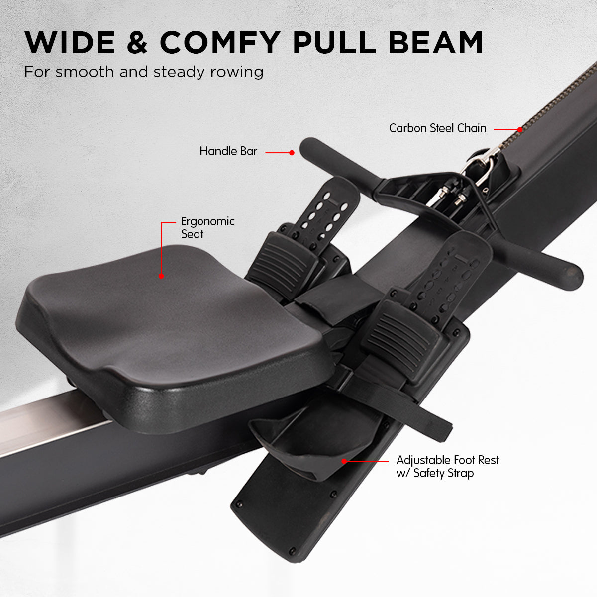 Online Fitness Depot Powertrain Air Rowing Machine for home gym cardio, featuring adjustable resistance and ergonomic design.