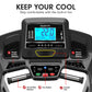 Powertrain K2000 treadmill with fan and auto incline, showing digital display and running belt for fitness training