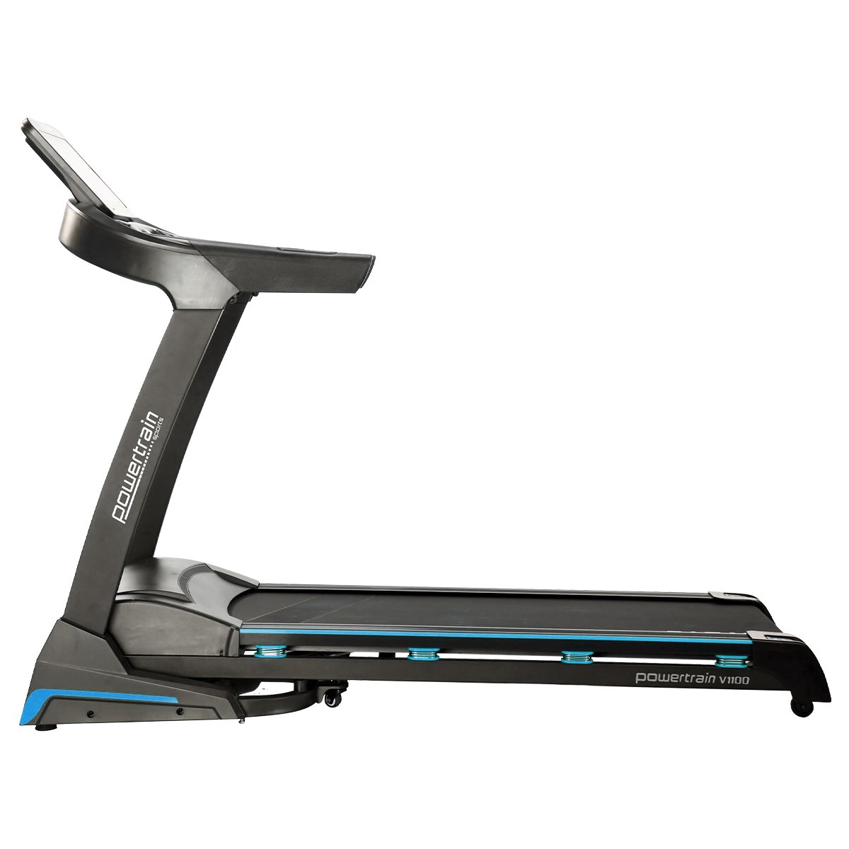 Powertrain V1100 treadmill with Wi-Fi touch screen and incline feature for home gym fitness training.