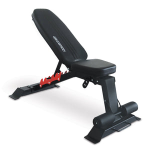 Adjustable Powertrain Home Gym Dumbbell Bench with padded seat and backrest for versatile strength training exercises.