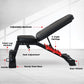 Adjustable Powertrain Home Gym Dumbbell Bench in black with padded seat and backrest, suitable for strength training workouts.