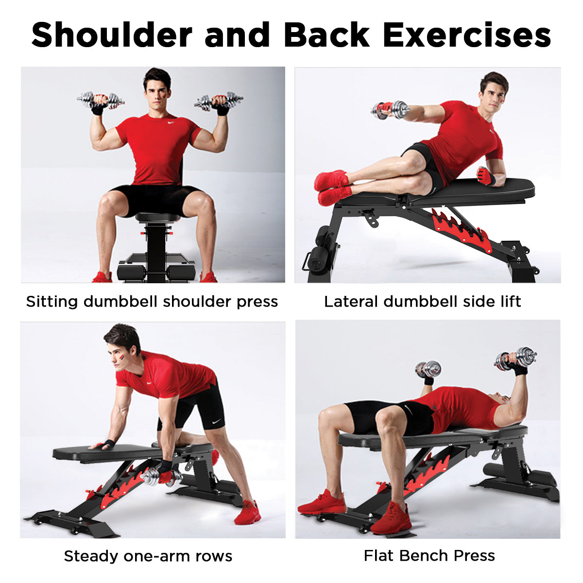 Adjustable Powertrain Home Gym Dumbbell Bench with padded seat, ideal for strength training and fitness workouts.