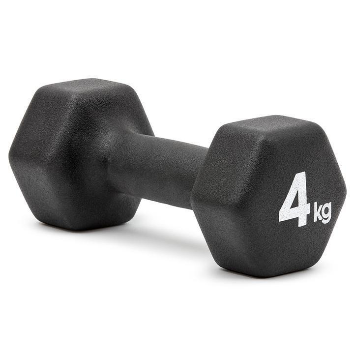 Pair of Adidas Hex Dumbbells for gym training and weight lifting, with black rubber-coated weights and chrome handles.