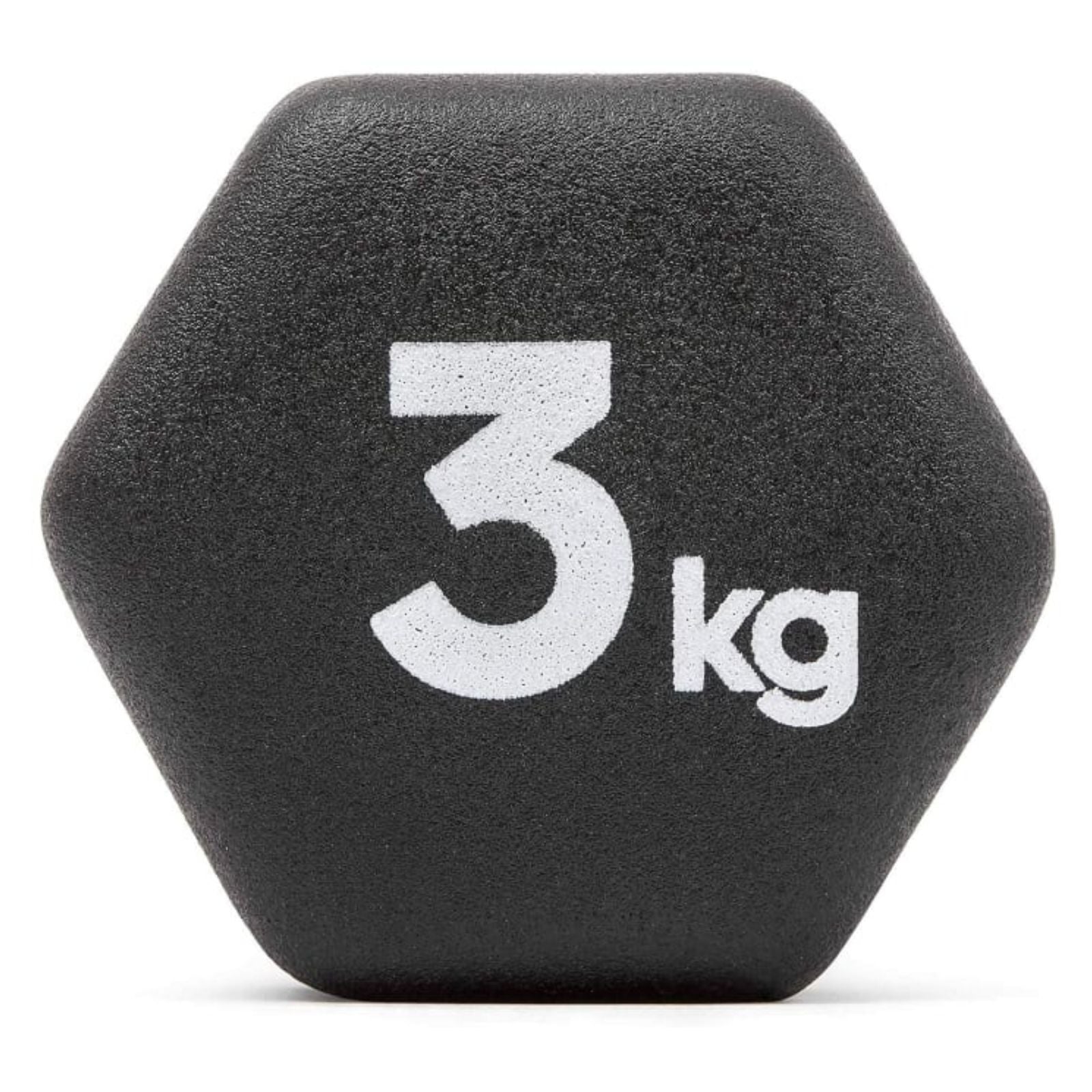 Pair of Adidas 3 kg dumbbells for strength training, with black handles and compact design for gym workouts.
