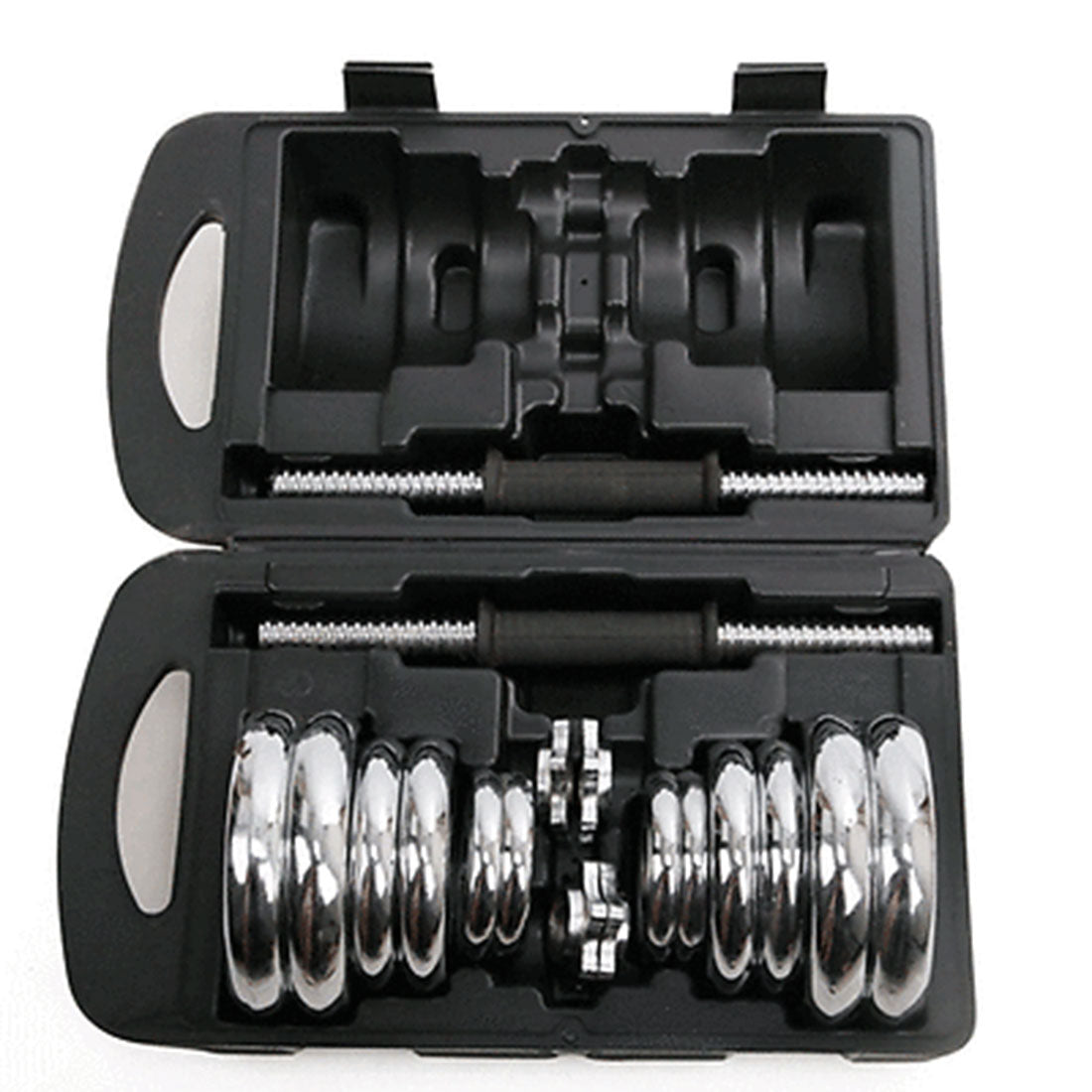 20kg York dumbbell set with weight plates and case, ideal for home gym strength training and fitness exercises.