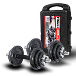 20kg cast iron dumbbell set by Online Fitness Depot with black weights, suitable for home gym strength training and fitness exercises.