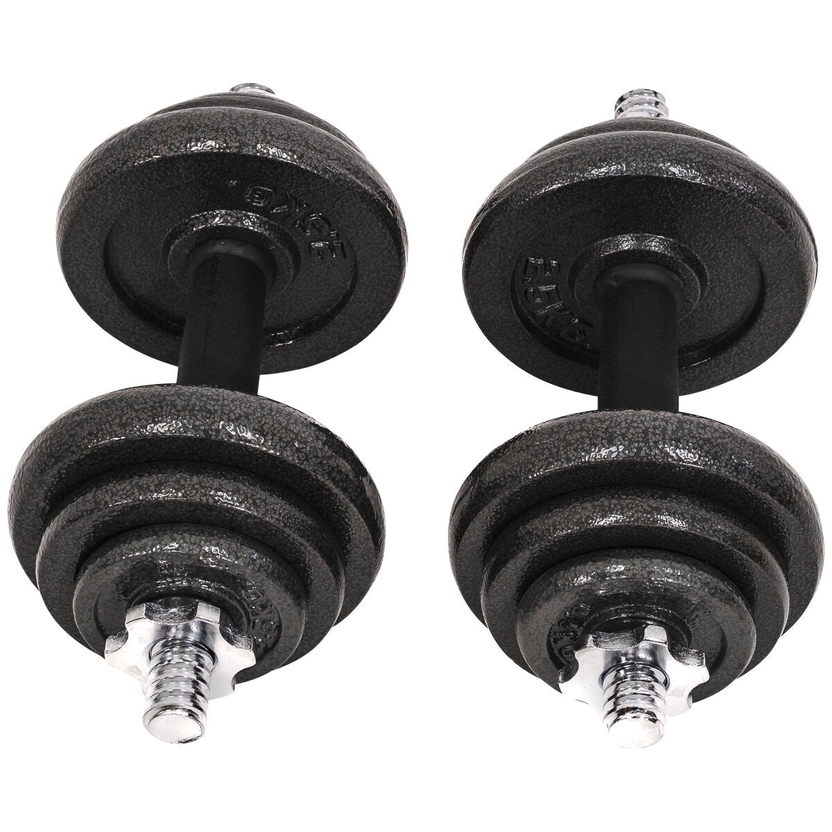 20kg cast iron dumbbell set with black weights, suitable for home gym training, by Online Fitness Depot.