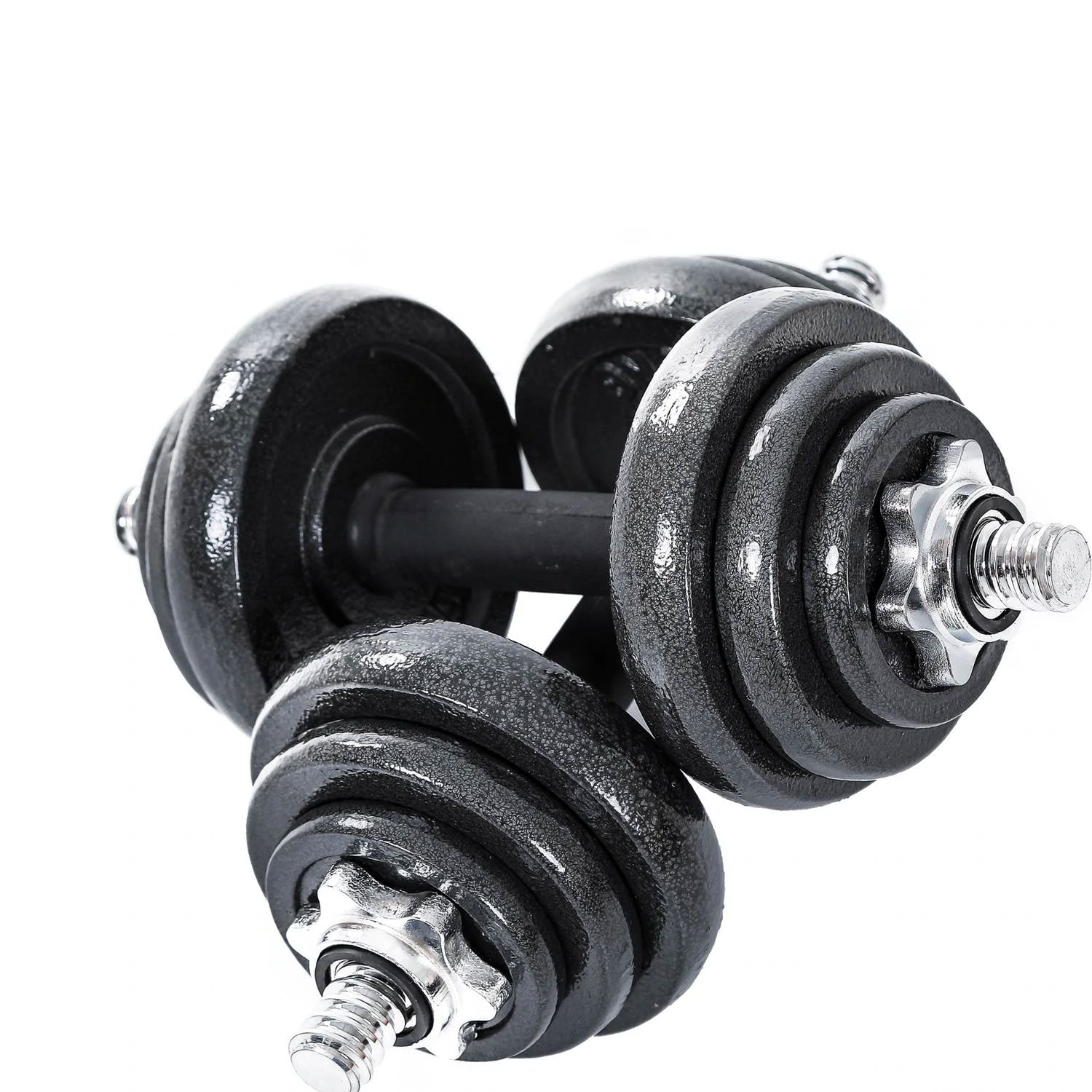 Online Fitness Depot 20kg cast iron dumbbell set with black weights, suitable for home gym strength training and fitness workouts.