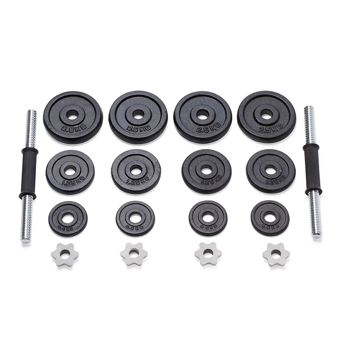 20kg cast iron dumbbell set from Online Fitness Depot with black weights for home gym strength training and fitness.
