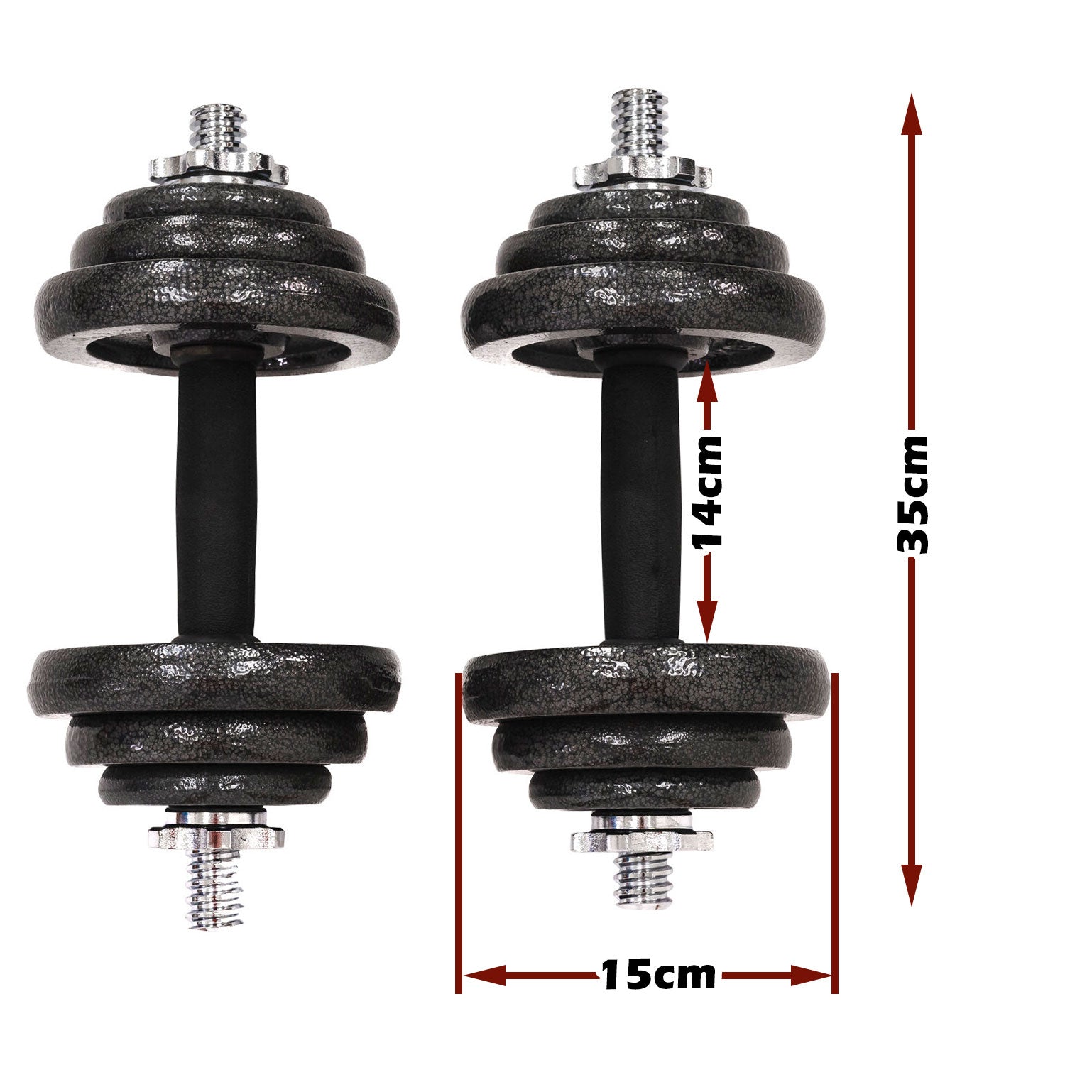 20kg cast iron dumbbell set from Online Fitness Depot with black weights for home gym strength training and fitness workouts