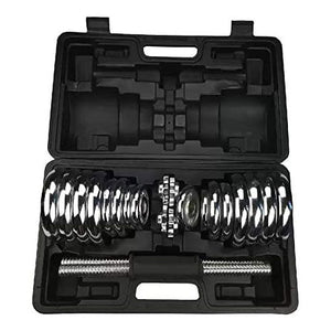 30kg chrome dumbbell set for home gym training, with fitness barbell case, from Online Fitness Depot.