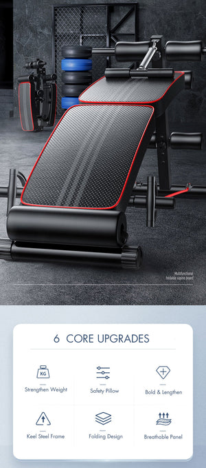 Foldable adjustable sit-up bench from Online Fitness Depot for abdominal exercises and home gym workouts.