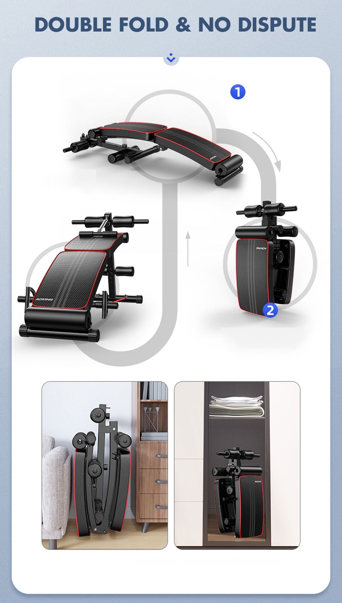Foldable adjustable weight sit-up bench from Online Fitness Depot, suitable for home gym abdominal exercises and fitness workouts.