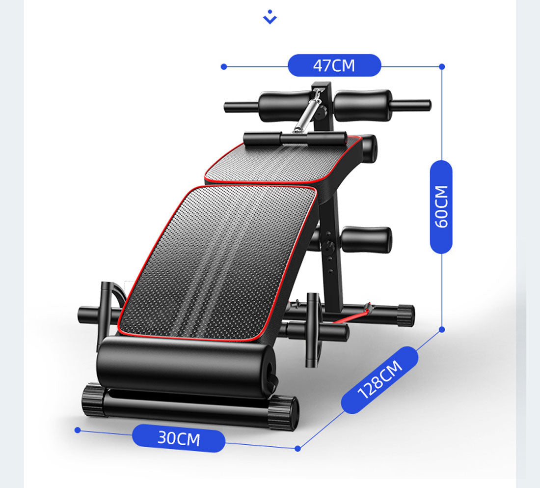 Foldable adjustable weight sit-up bench by Online Fitness Depot with padded surface for abdominal exercises and home gym workouts.