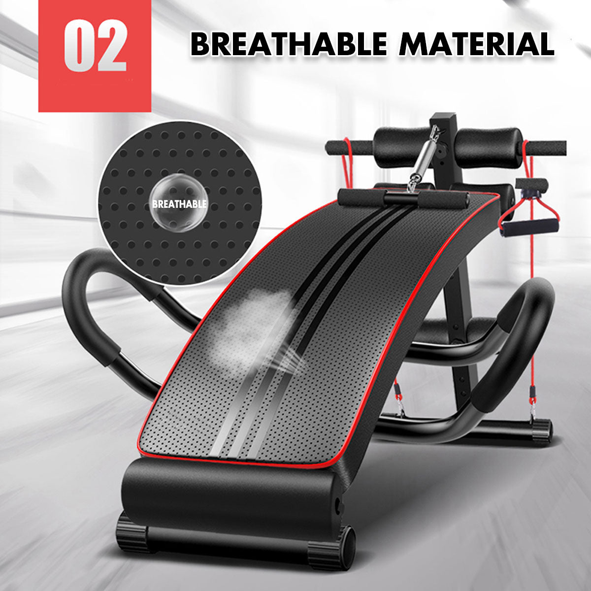 Foldable adjustable sit-up ab bench from Online Fitness Depot with padded surface for abdominal exercises and gym workouts.